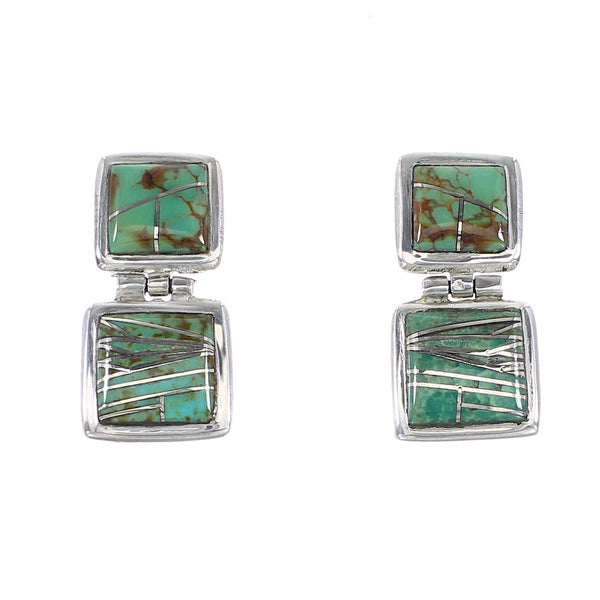 Turquoise Sterling Silver Post Dangle Earrings AX95661